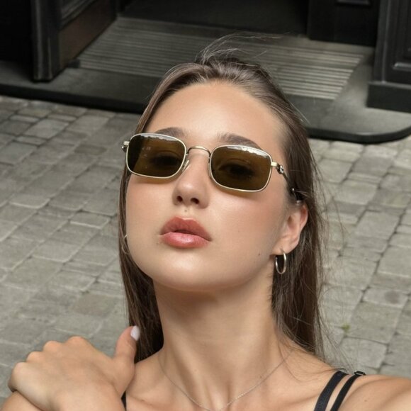 Miu Miu Women Sunglasses Old Gold Brown Rectangle MUA53S 26C09Z NEW AUTHENTIC main image 5